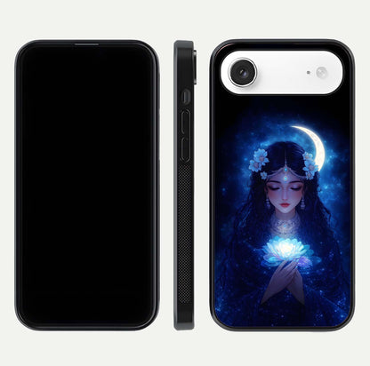 Mystic Moon Queen Glass Case for iPhone Air  front & back layout highlighting divine illustration and edges