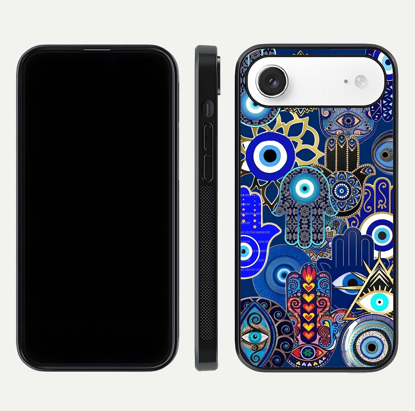 Mystic Palm Guard Glass Case for iPhone Air  front & back layout highlighting spiritual art and edge finish