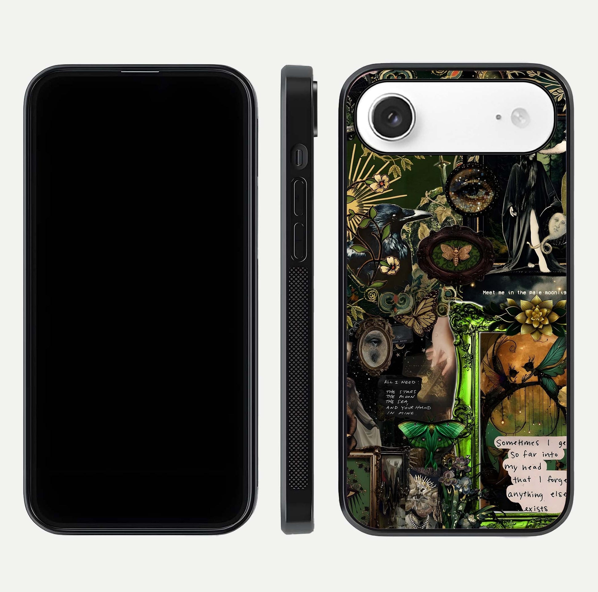 Mystic Woods Secret Glass Case for iPhone Air  front & back layout showing nature theme and smooth edges