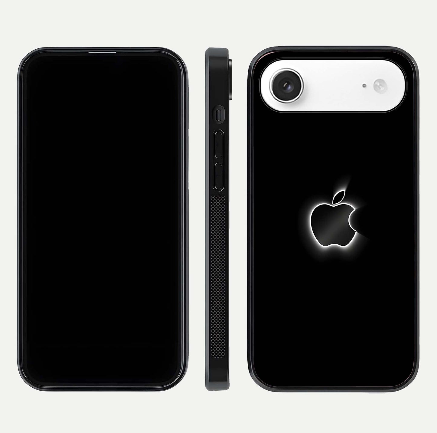Neon Apple Glow Glass Case for iPhone Air  front & back layout showing bright tones and edge curve
