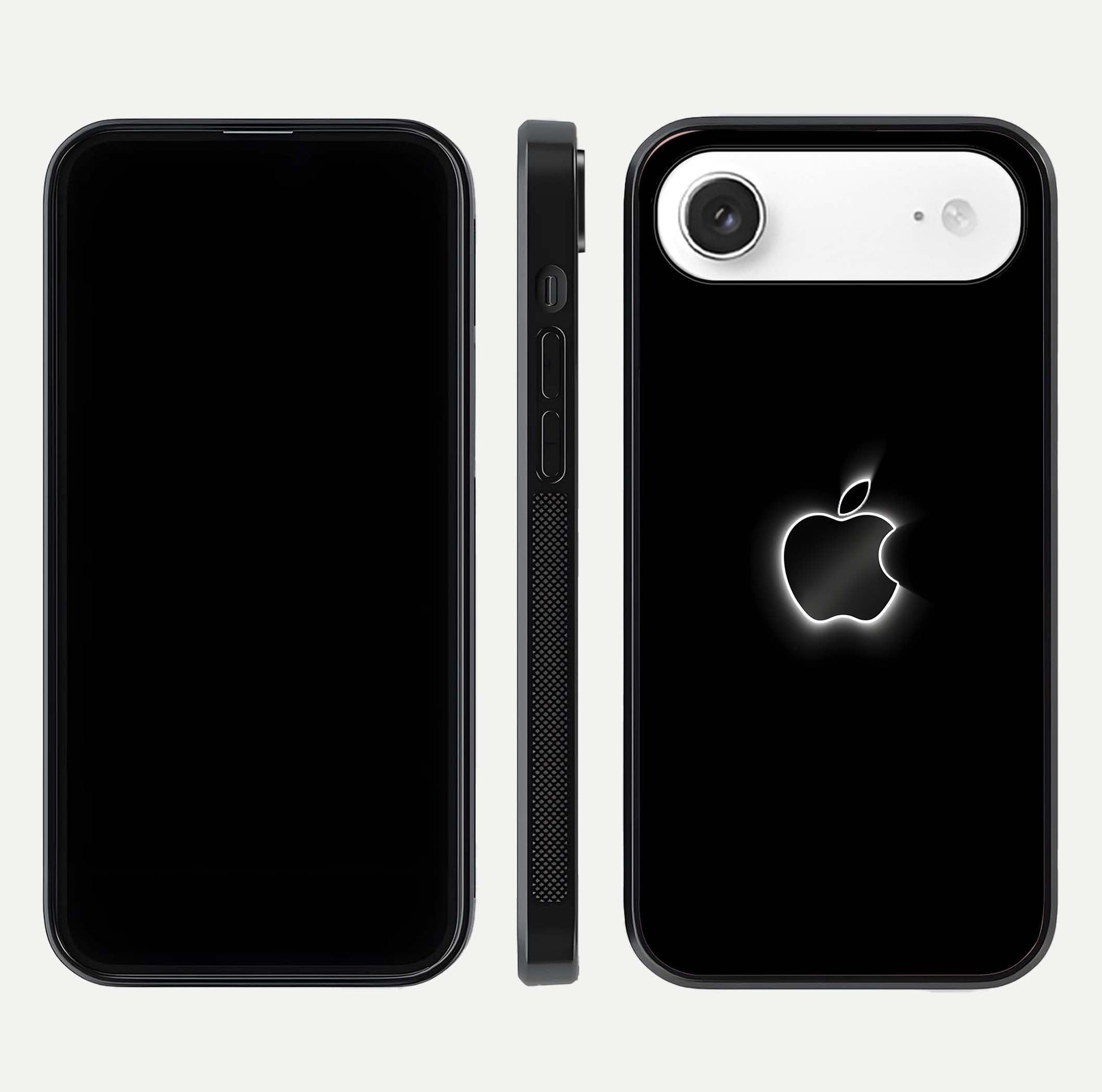 Neon Apple Glow Glass Case for iPhone Air  front & back layout showing bright tones and edge curve