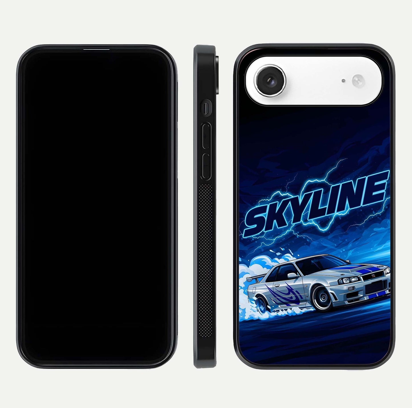 Neon Drift Beast Glass Case for iPhone Air  front & back layout showing car silhouette and edge design