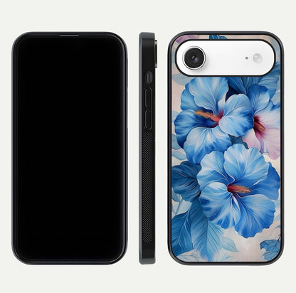 Ocean Hibiscus Grace Glass Case for iPhone Air  front & back layout showing vibrant oceanic tones and curves