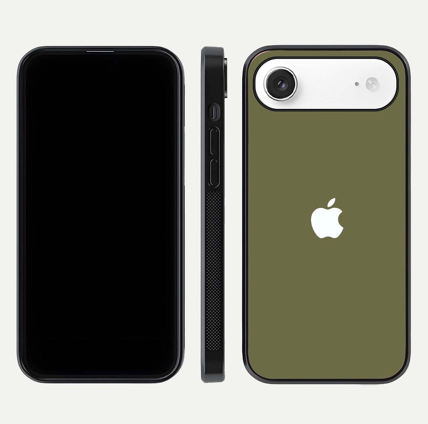 Olive Matte Essence Glass Case for iPhone Air  front & back layout highlighting simple design and clean edges