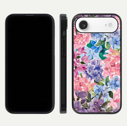 Pastel Floral Mix Glass Case for iPhone Air  front & back layout showing gentle tones and elegant edges