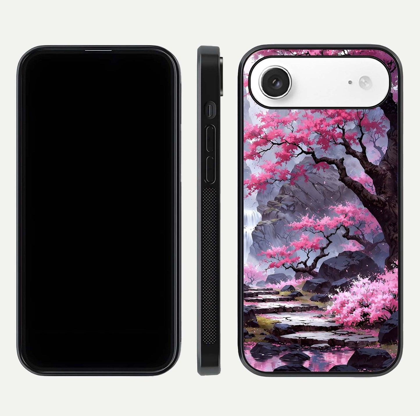 Pinkish Scenery Glass Case for iPhone Air  front & back layout showing landscape art and curved edge finish