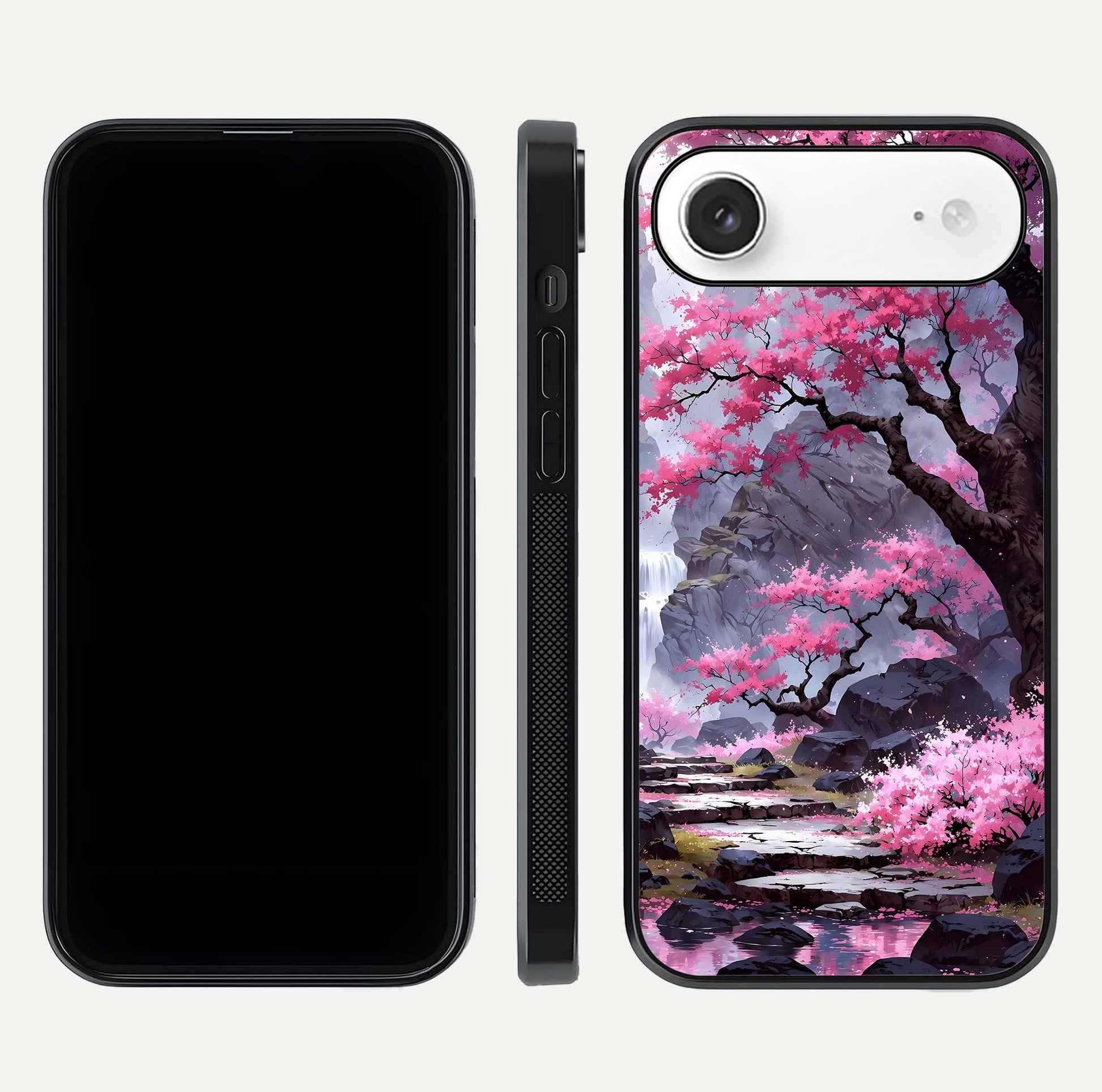 Pinkish Scenery Glass Case for iPhone Air  front & back layout showing landscape art and curved edge finish