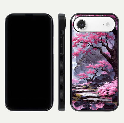Pinkish Scenery Glass Case for iPhone Air  front & back layout showing landscape art and curved edge finish