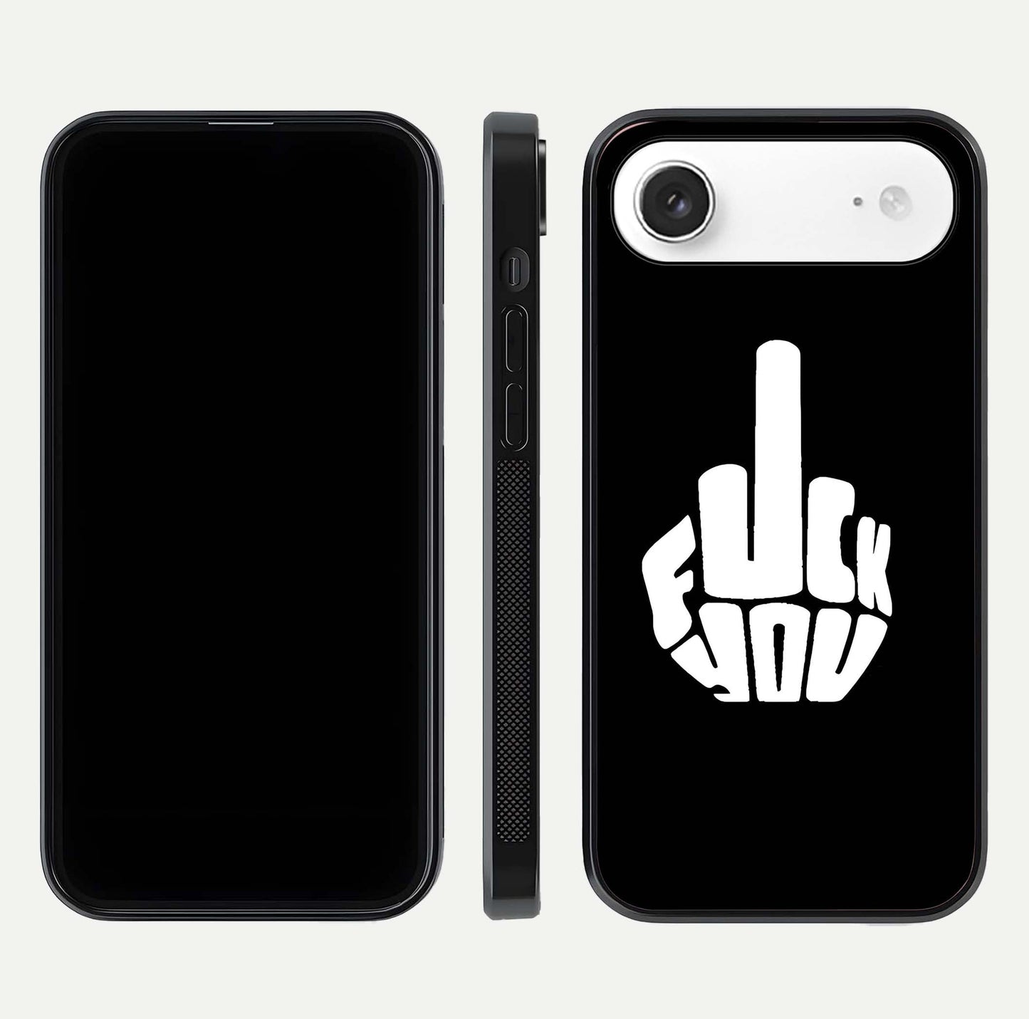Rebel Mode On Glass Case for iPhone Air  front & back layout showing minimal tone and clean edge fit