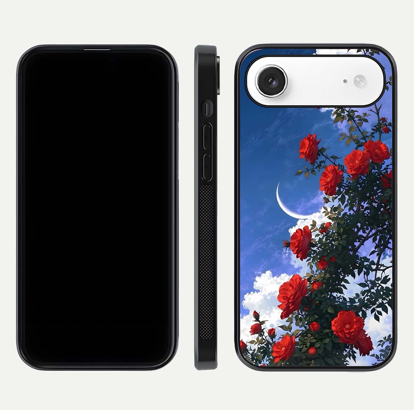 Rose Drift Flowers Glass Case for iPhone Air  front & back layout showing rose gradient tones and edges