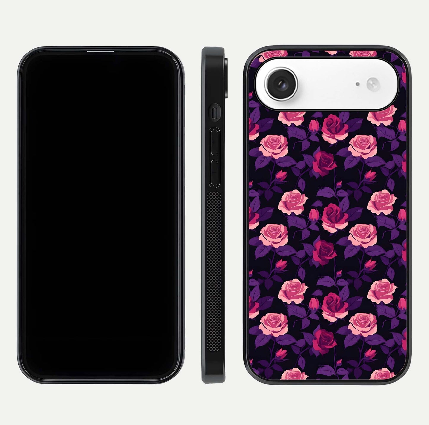 Rose Garden Twilight Glass Case for iPhone Air  front & back layout showing rich twilight tones and edges