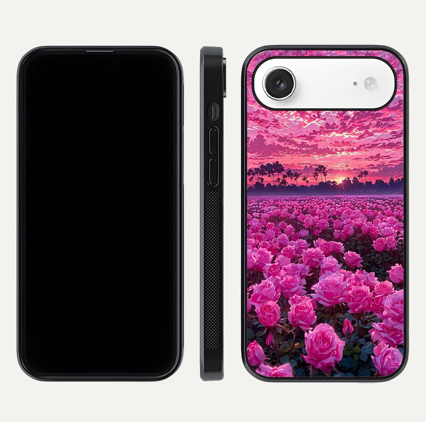 Rose Sunset Valley Glass Case for iPhone Air  front & back layout highlighting gradient tones and glass shine