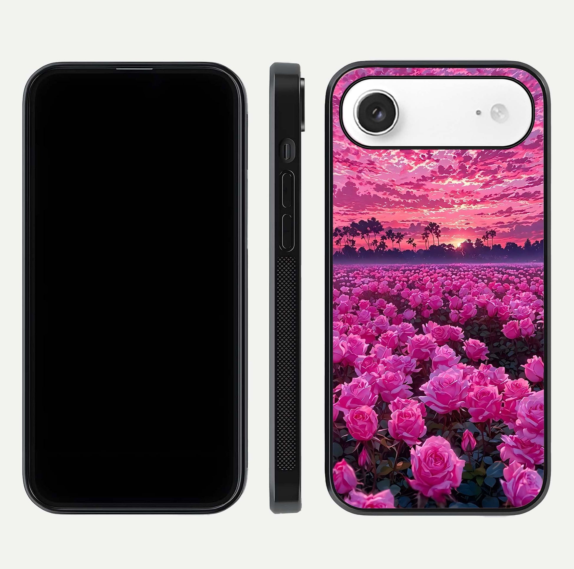 Rose Sunset Valley Glass Case for iPhone Air  front & back layout highlighting gradient tones and glass shine