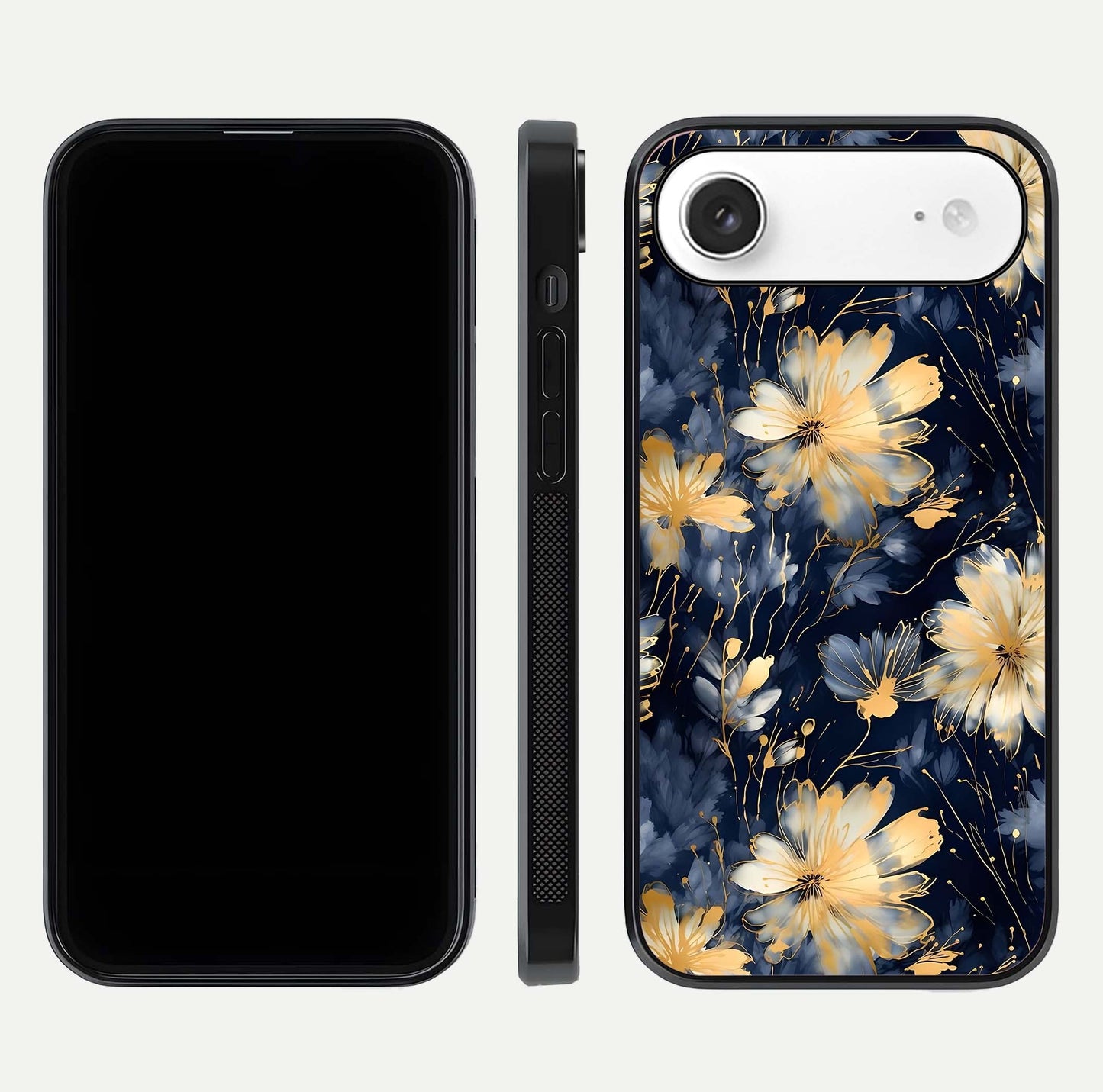 Royal Petal Dream Glass Case for iPhone Air  front & back layout showing floral pattern and clean edge finish