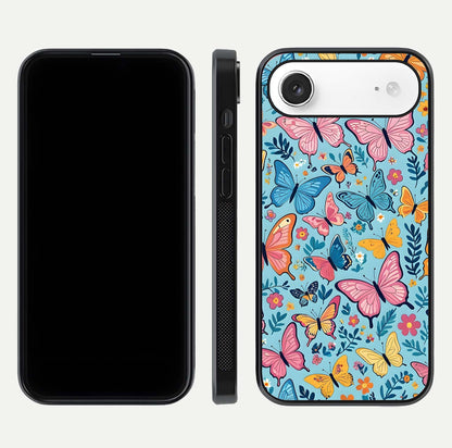 Spring Wing Garden Glass Case for iPhone Air  front & back layout showing soft tones and elegant glass design