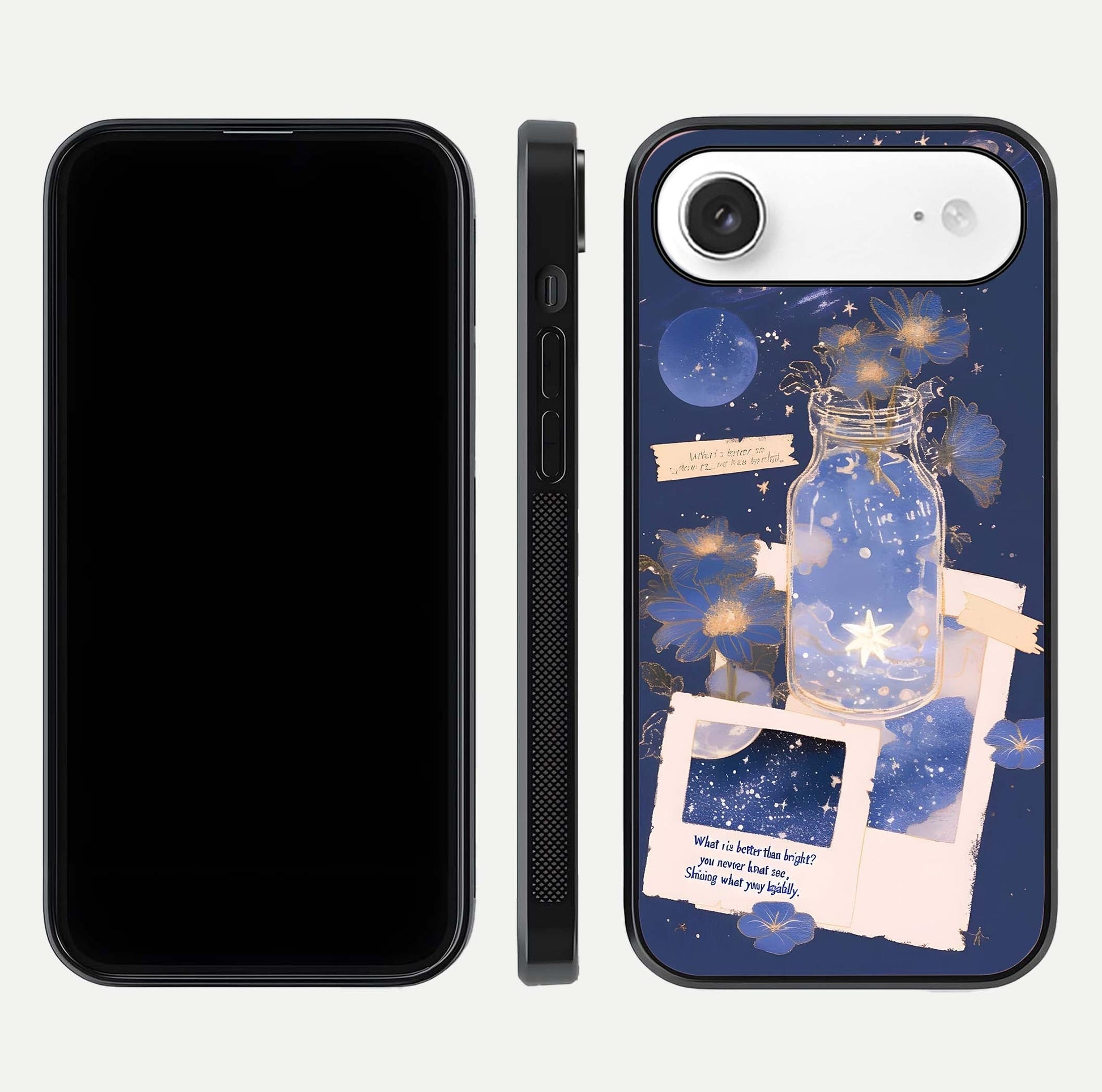 Starlit Cosmic Jar Glass Case for iPhone Air  front & back layout showing cosmic pattern and curved glass edge