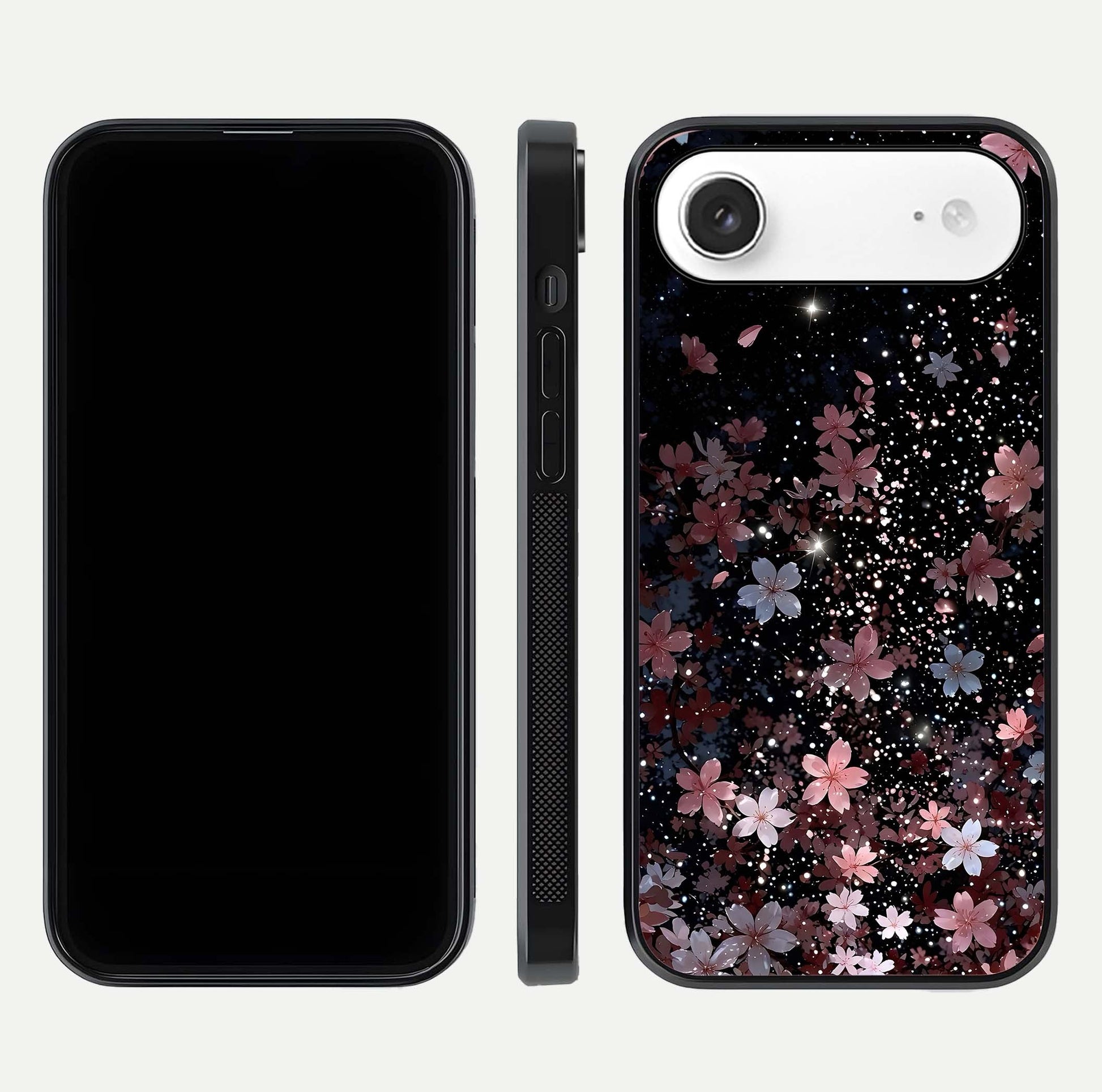 Starlit Flower Dreams Glass Case for iPhone Air  front & back layout showing soft bloom design and curved edge