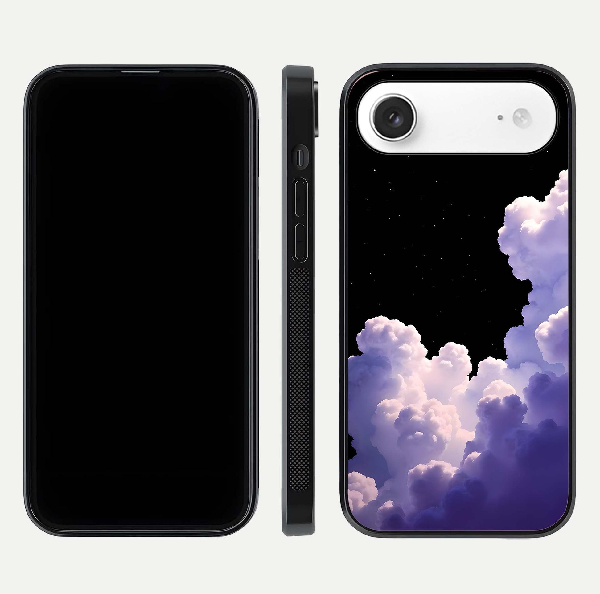 Starlit Night Whispers Glass Case for iPhone Air  front & back layout showing moon tones and curved edges