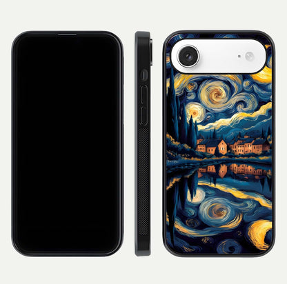 Starry Sky Serenity Glass Case for iPhone Air  front & back layout showing stars and curved glass edges