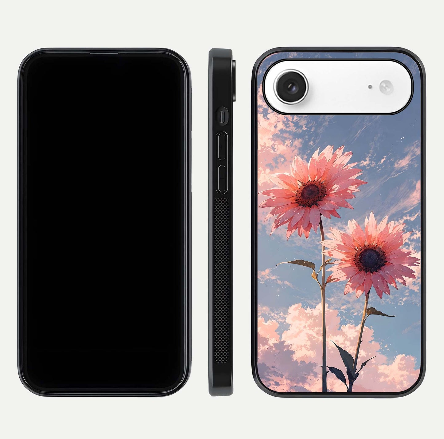 Sunlit Daisy Glow Glass Case for iPhone Air  front & back layout showing vibrant sunlight hues and clean edge
