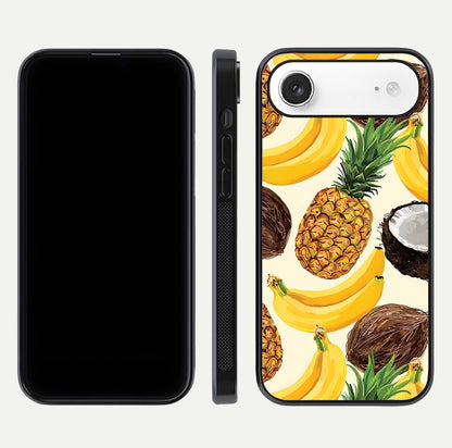 Tropical Fruit Mood Glass Case for iPhone Air  front & back layout showing playful tones and clean edge