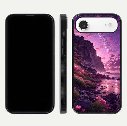 Twilight Blossom Coast Glass Case for iPhone Air  front & back layout showing floral tones and curved edge