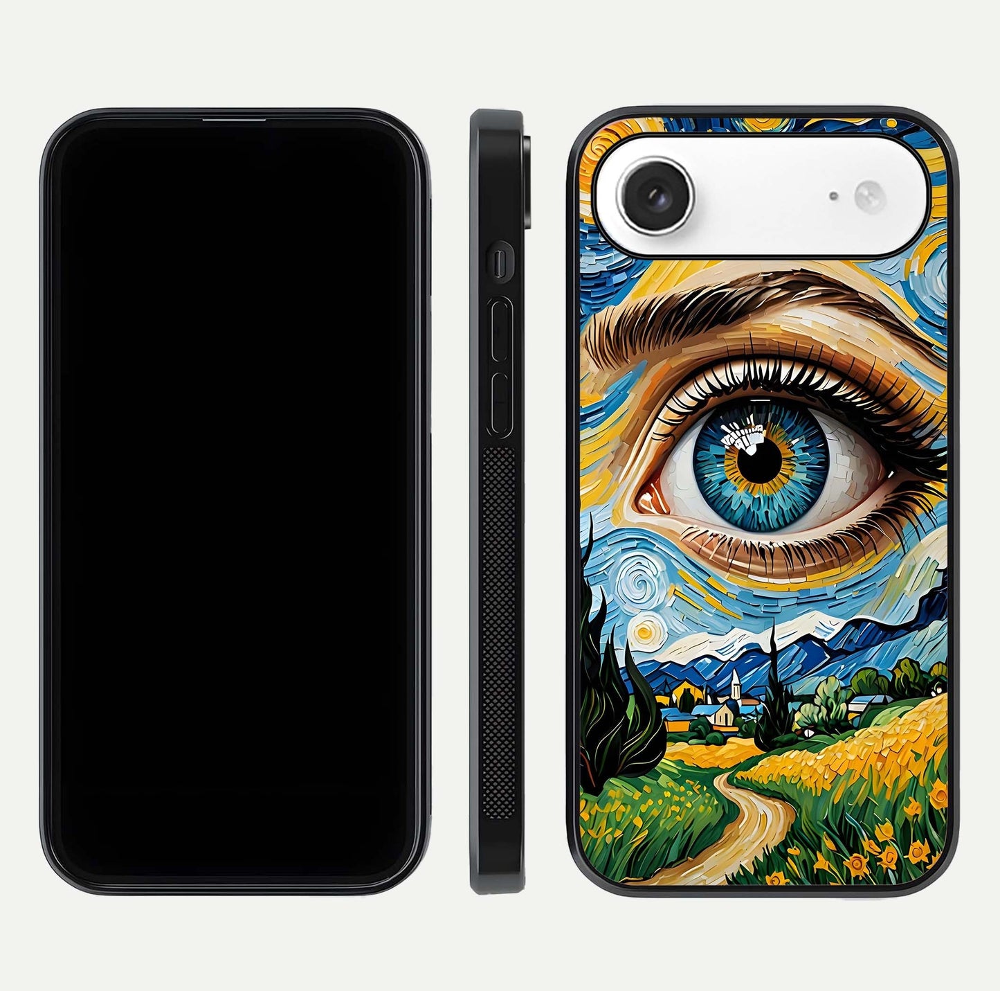 Van Gogh Eye Glass Case for iPhone Air  front & back layout showing brushstroke detail and smooth finish