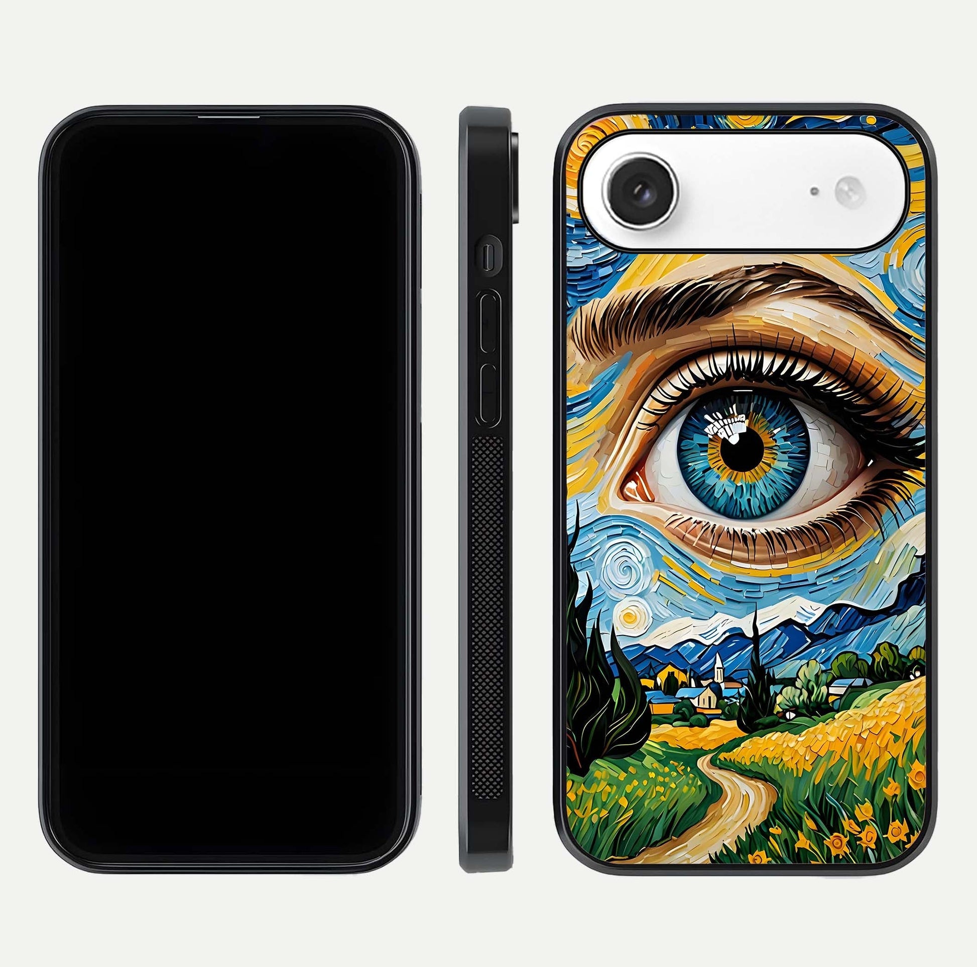 Van Gogh Eye Glass Case for iPhone Air  front & back layout showing brushstroke detail and smooth finish
