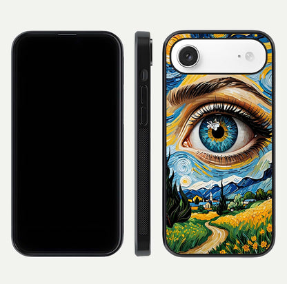 Van Gogh Eye Glass Case for iPhone Air  front & back layout showing brushstroke detail and smooth finish