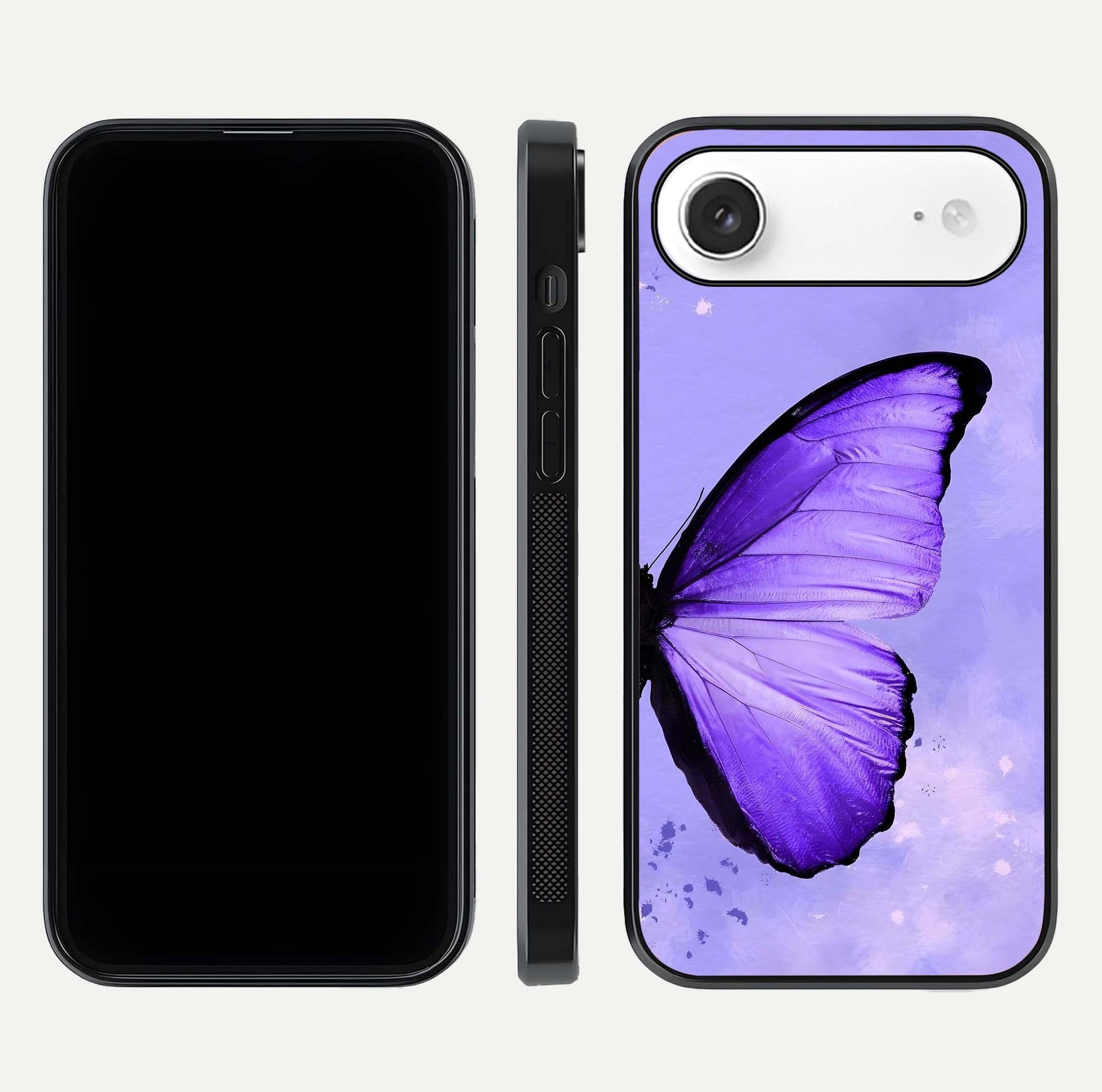 Violet Dream Wing Glass Case for iPhone Air  front & back layout showing violet tones and smooth edges