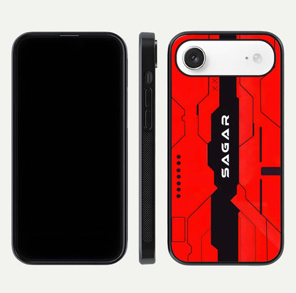 Voltage Rise CYBERPUNK Custom Name Glass Case for iPhone Air  front & back layout showing futuristic tones and sleek edge