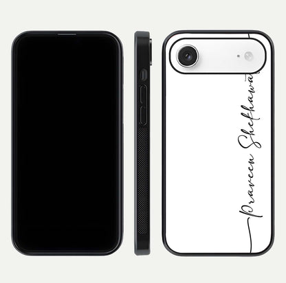 White Tune Custom Name Glass Case for iPhone Air  front & back layout showing clean design and text placement