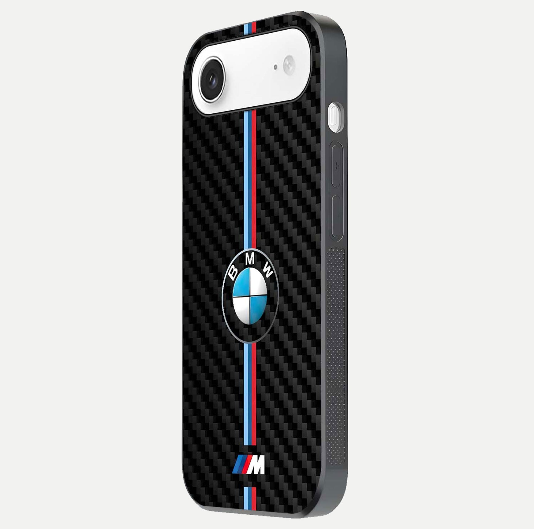 BMW Pattern Glass Case for iPhone Air  side-angle image showing edge finish and luxury car-inspired shine