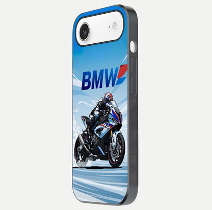 BMW Power Drift Glass Case for iPhone Air  side-angle image emphasizing smooth finish and detailed design