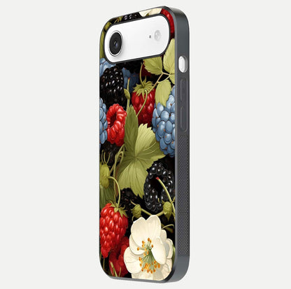 Berry Bloom Charm Glass Case for iPhone Air  side-angle image showing floral texture and high-definition print gloss