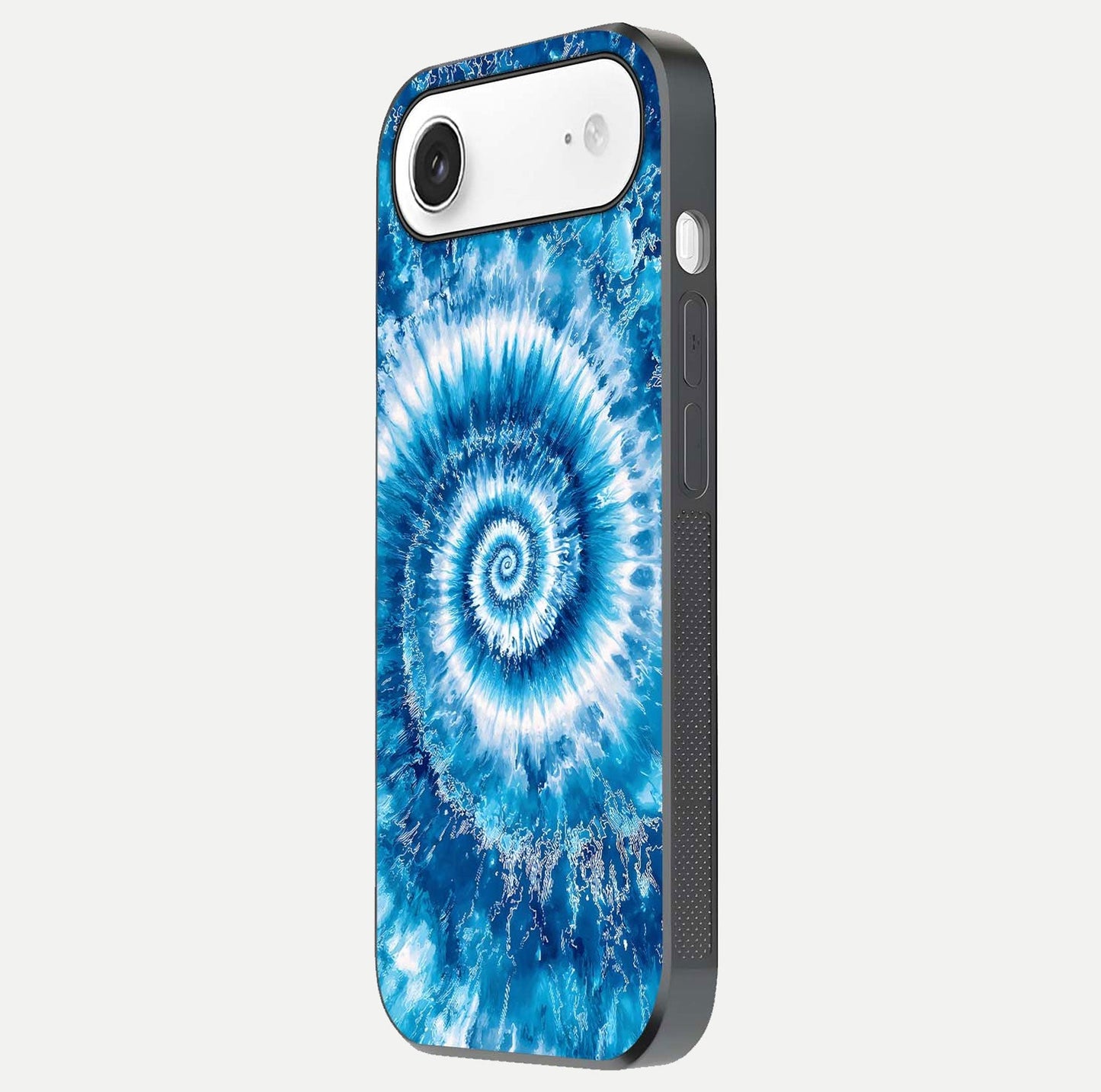 Blue Galaxy Wave Glass Case for iPhone Air  side-angle image showing wave ripple art and glass gloss