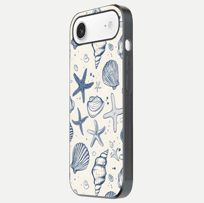 Blue Ocean Outline Glass Case for iPhone Air  side-angle view showing clear edge lines and oceanic blue glow