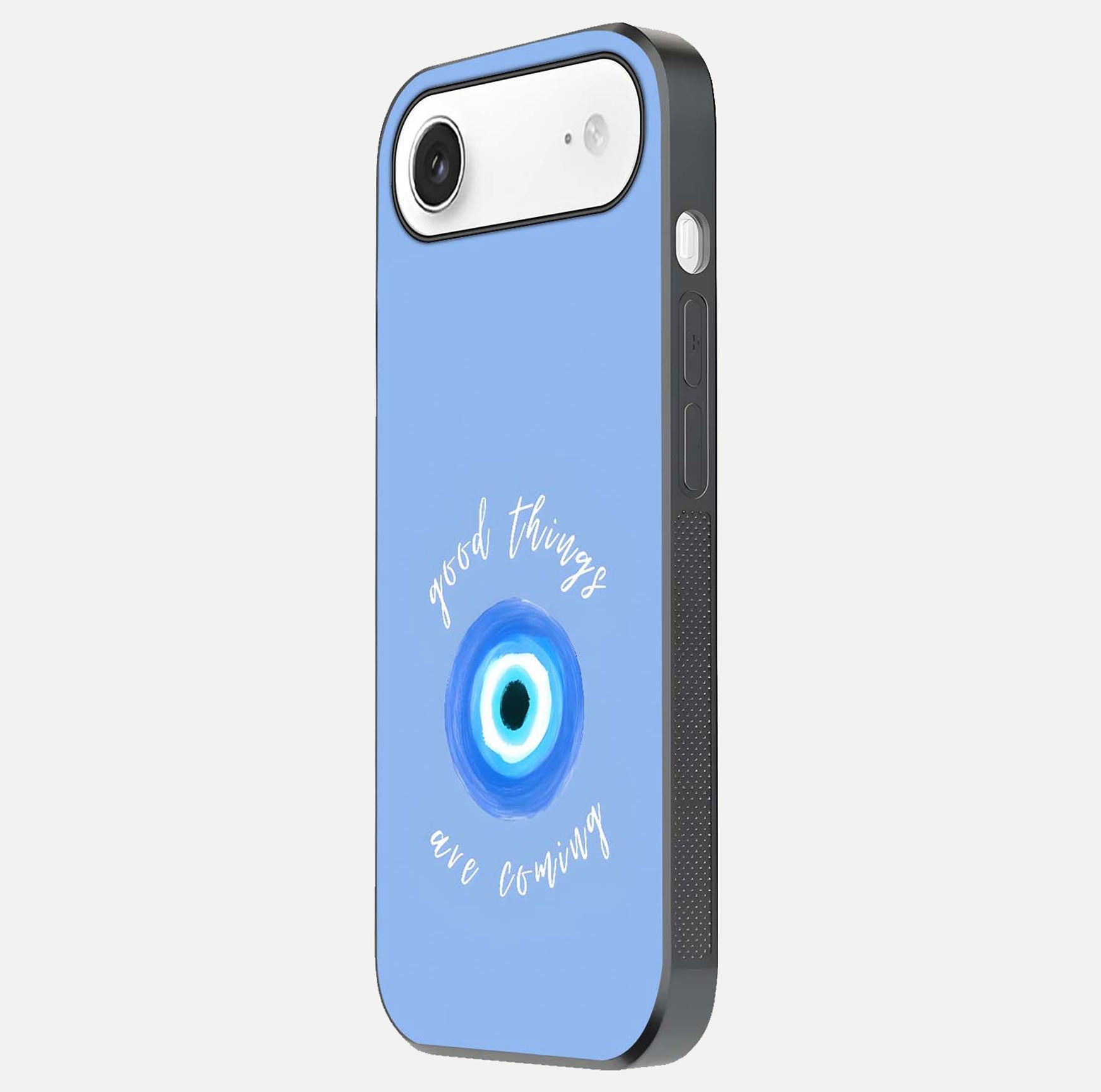 Bright Future Ahead Glass Case for iPhone Air  side-angle image displaying edge smoothness and reflective surface