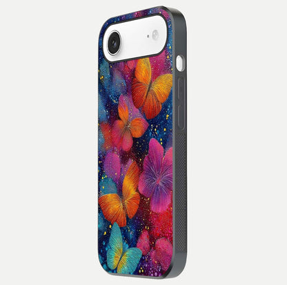 Butterfly Dream Mist Glass Case for iPhone Air  side-angle image showing soft gradient and reflective glow