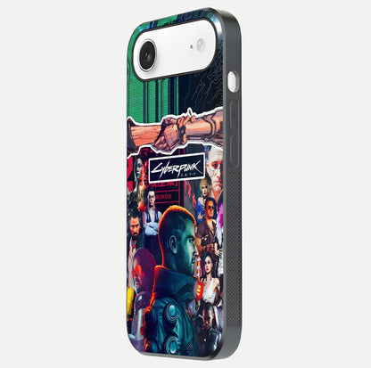 CYBERPUNK Legacy Glass Case for iPhone Air  side-angle photo showing edge glow and reflective surface