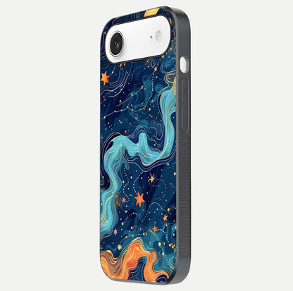 Celestial Dream Flow Glass Case for iPhone Air  side-angle image capturing color swirl and glass reflection