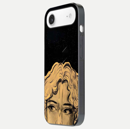 Celestial God’s Plan Glass Case for iPhone Air  side-angle image showing gloss, camera frame, and cosmic tones