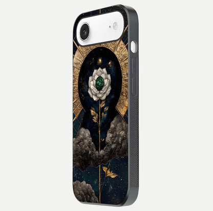 Celestial Lotus Morang Glass Case for iPhone Air  side-angle image capturing shine and smooth curvature