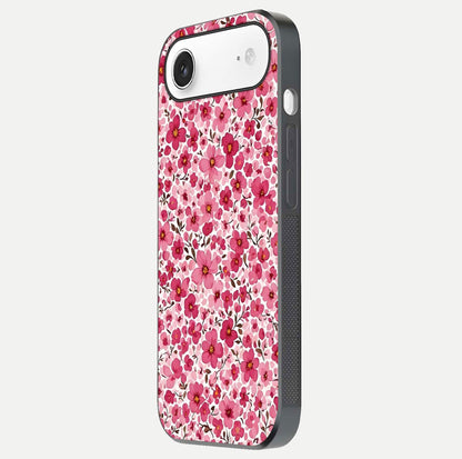 Cherry Blossom Charm Glass Case for iPhone Air  side-angle image showing reflection gloss and soft texture