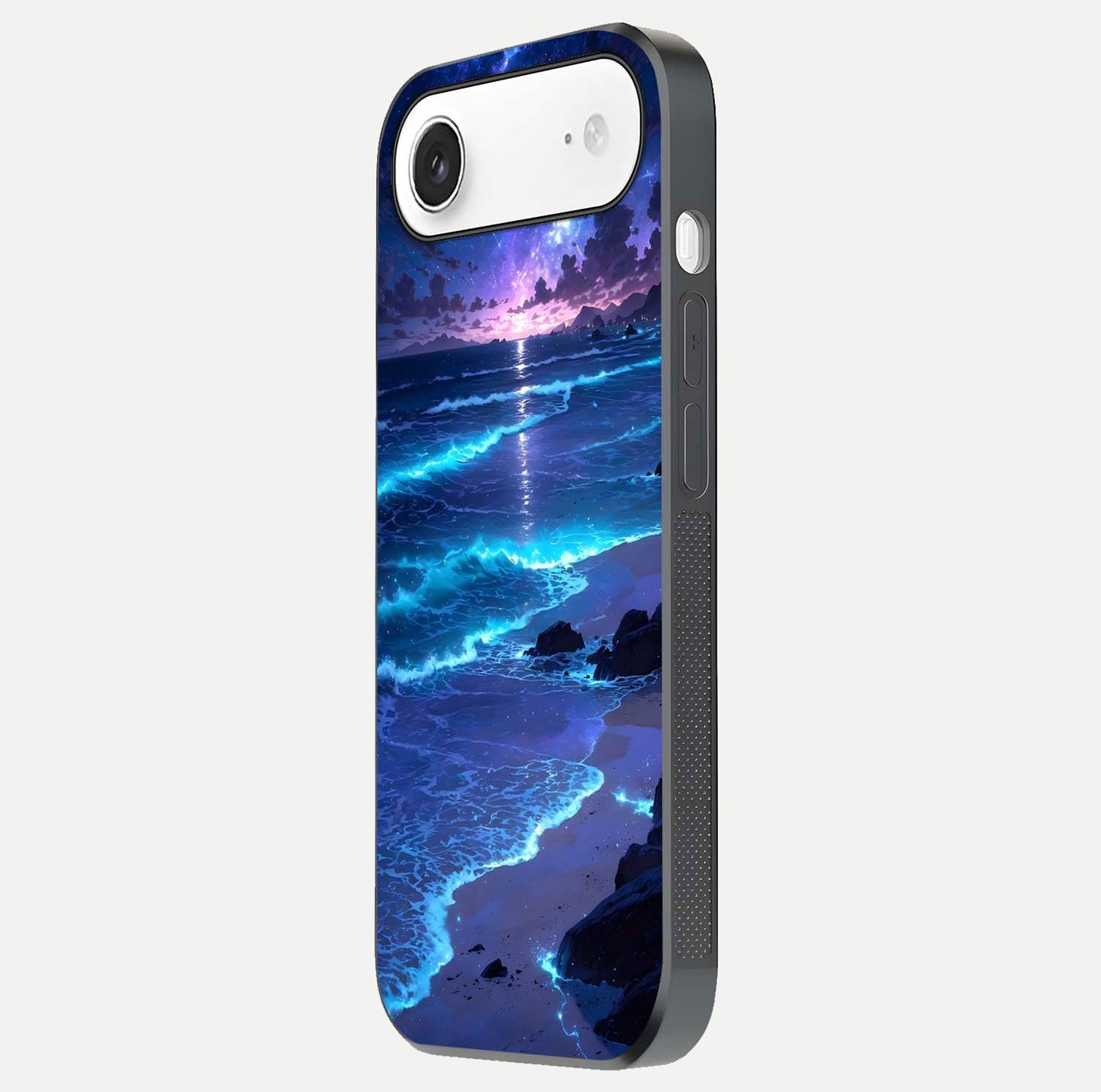 Classic Damn Look Glass Case for iPhone Air  side-angle photo showing shine texture and curve reflection