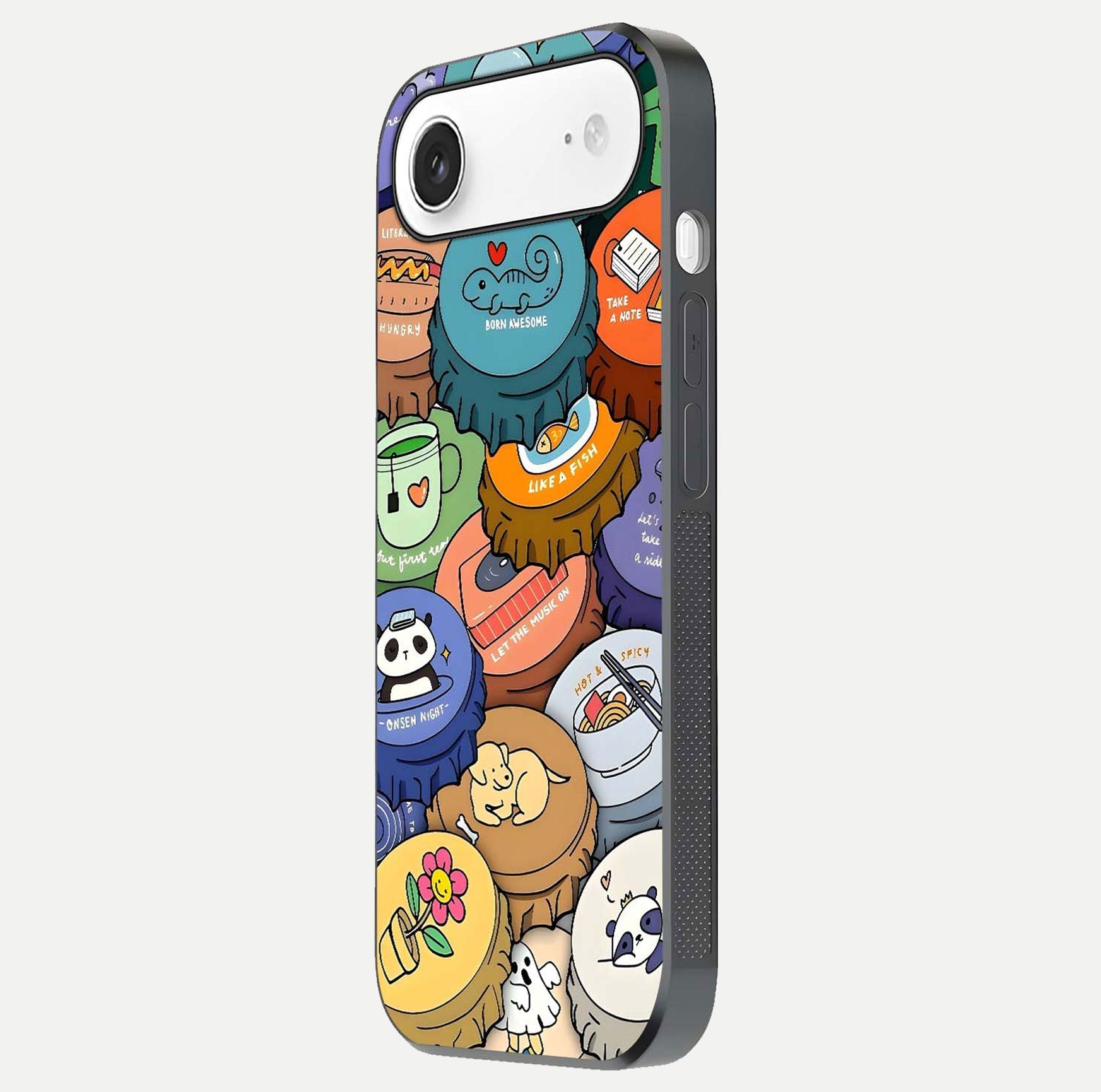 Coins Patterns Glass Case for iPhone Air  side-angle photo capturing shine finish and curve glow