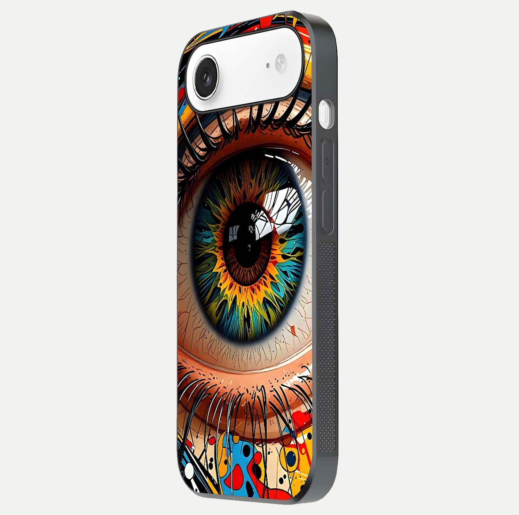 Colorful Eye Glass Case for iPhone Air  side-angle photo showing reflective surface and design detail