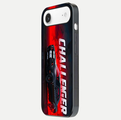 Crimson Challenger Fury Glass Case for iPhone Air  side-angle image showing curve reflection and red finish