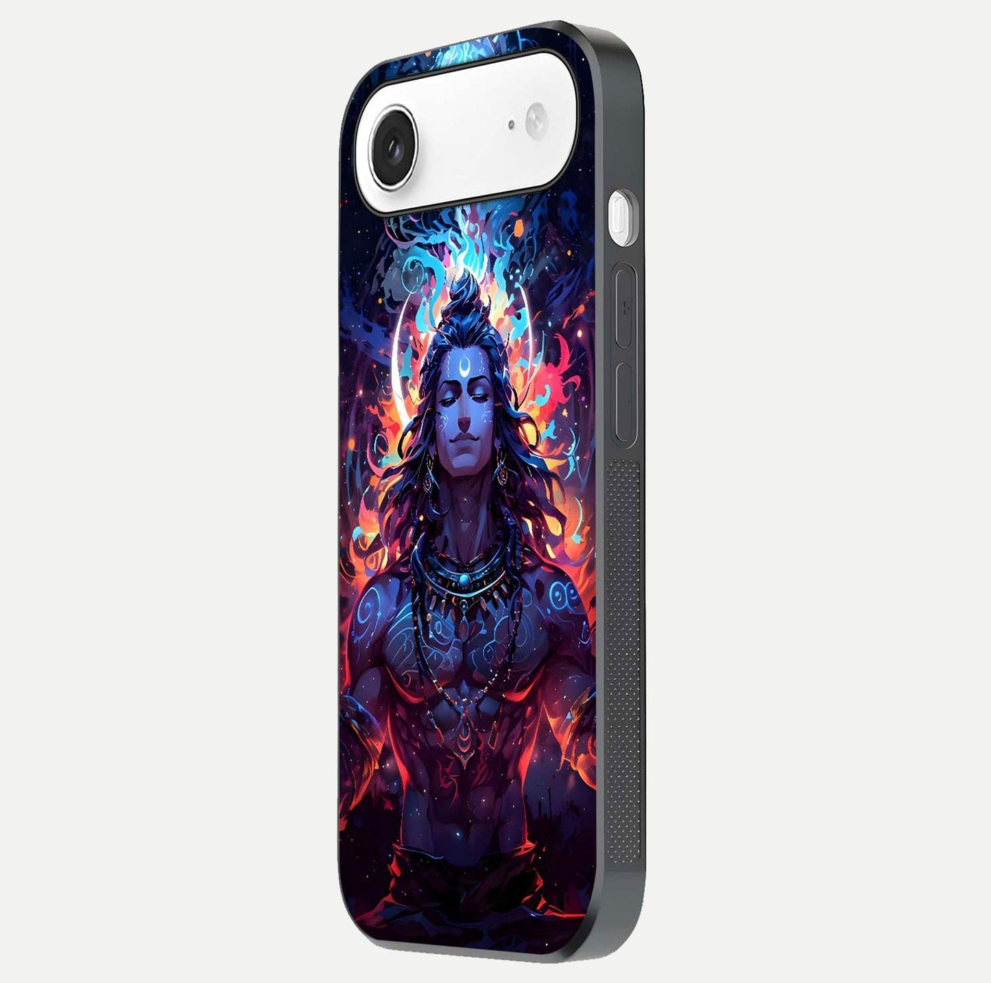 Divine Fire Shiv Glass Case for iPhone Air  side-angle image showing reflection clarity and shine