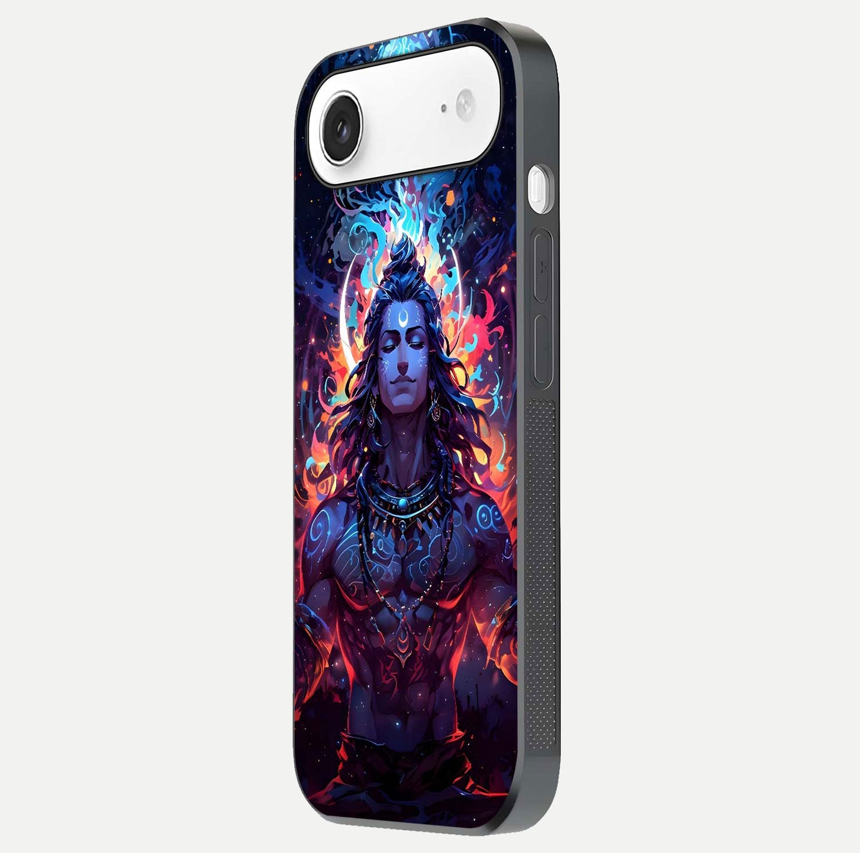 Divine Fire Shiv Glass Case for iPhone Air  side-angle image showing reflection clarity and shine